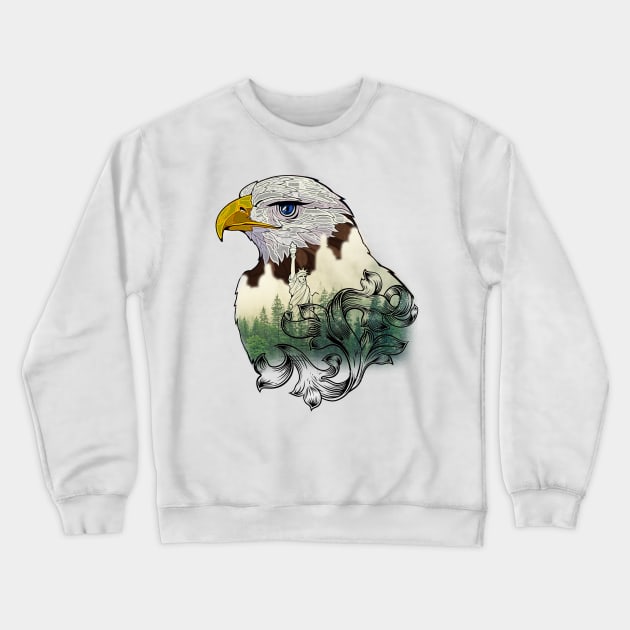 American Eagle/Freedom and Nature/Symbol of Pride Crewneck Sweatshirt by ForestWhisper
